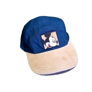 Mickey Mouse Unlimited Deep Blue and Leather Brim Hat Excellent Condition